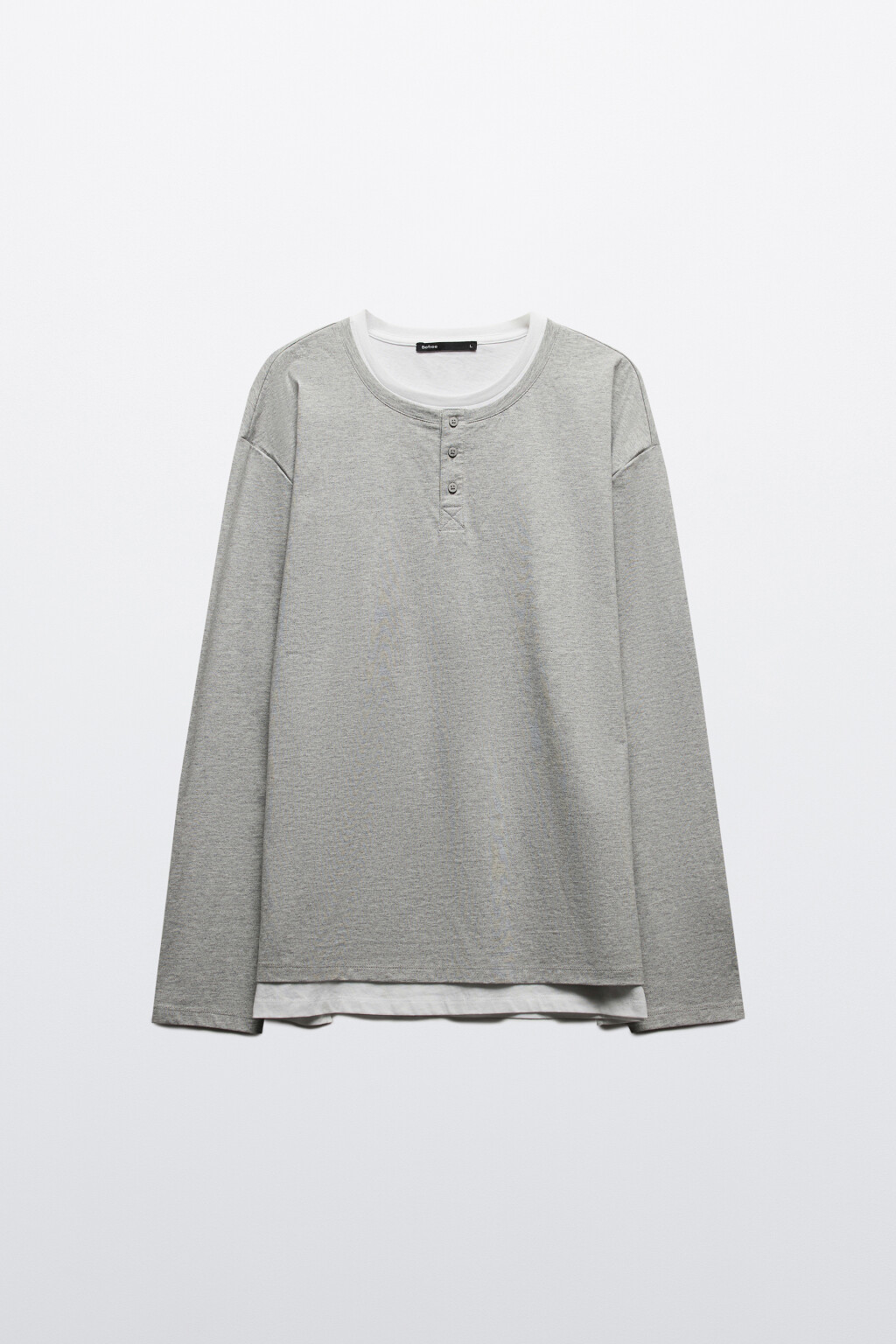 Лонгслив двуслойный с застежкой на груди - цвет серый - 7