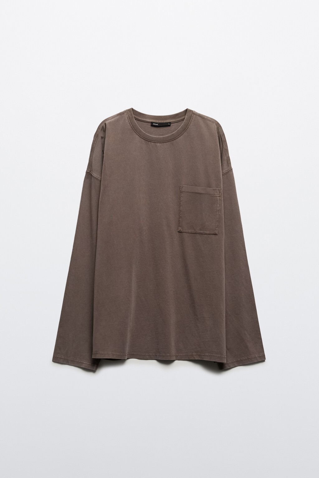 Лонгслив с вареным эффектом и карманом - цвет коричневый - 7