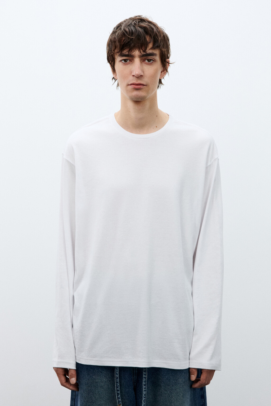 Лонгслив базовый трикотажный - цвет белый - 2