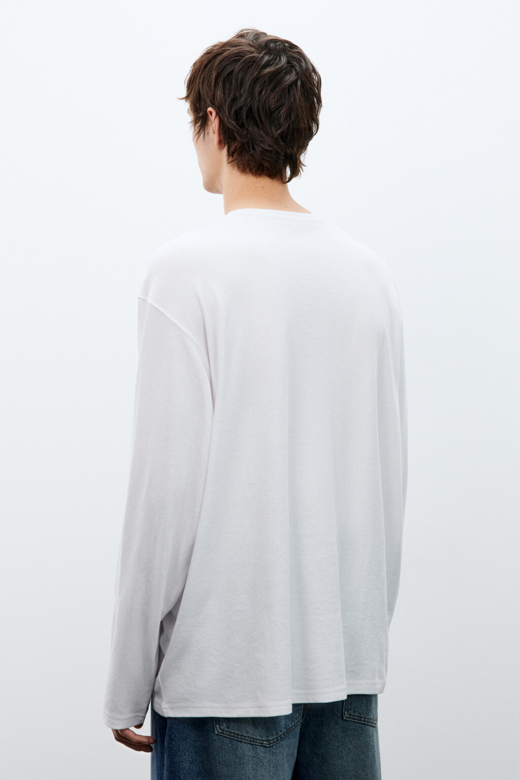 Лонгслив базовый трикотажный - цвет белый - 3