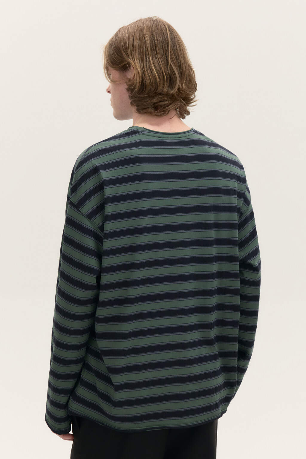 Лонгслив хлопковый в полоску - цвет зеленый - 4