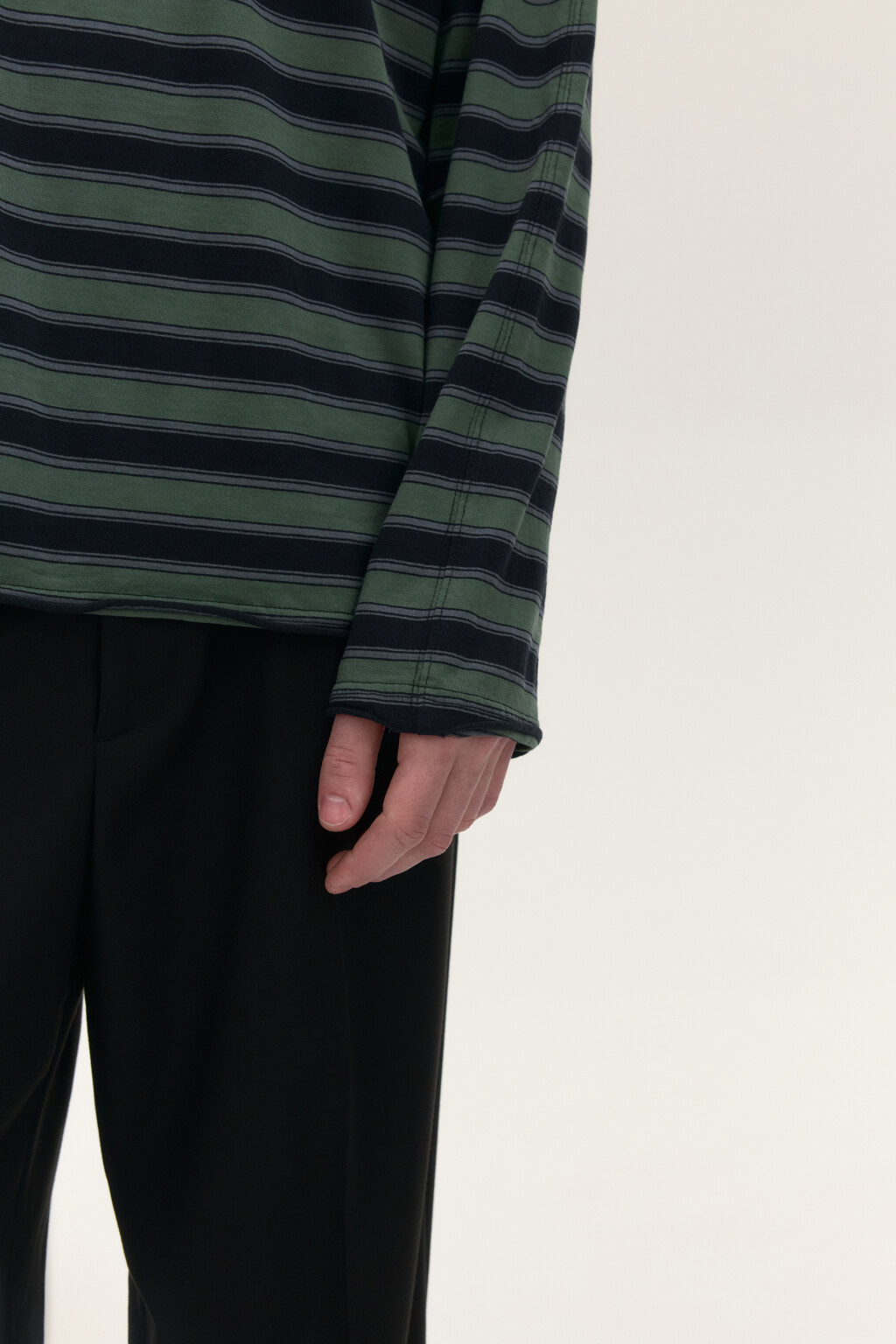 Лонгслив хлопковый в полоску - цвет зеленый - 7