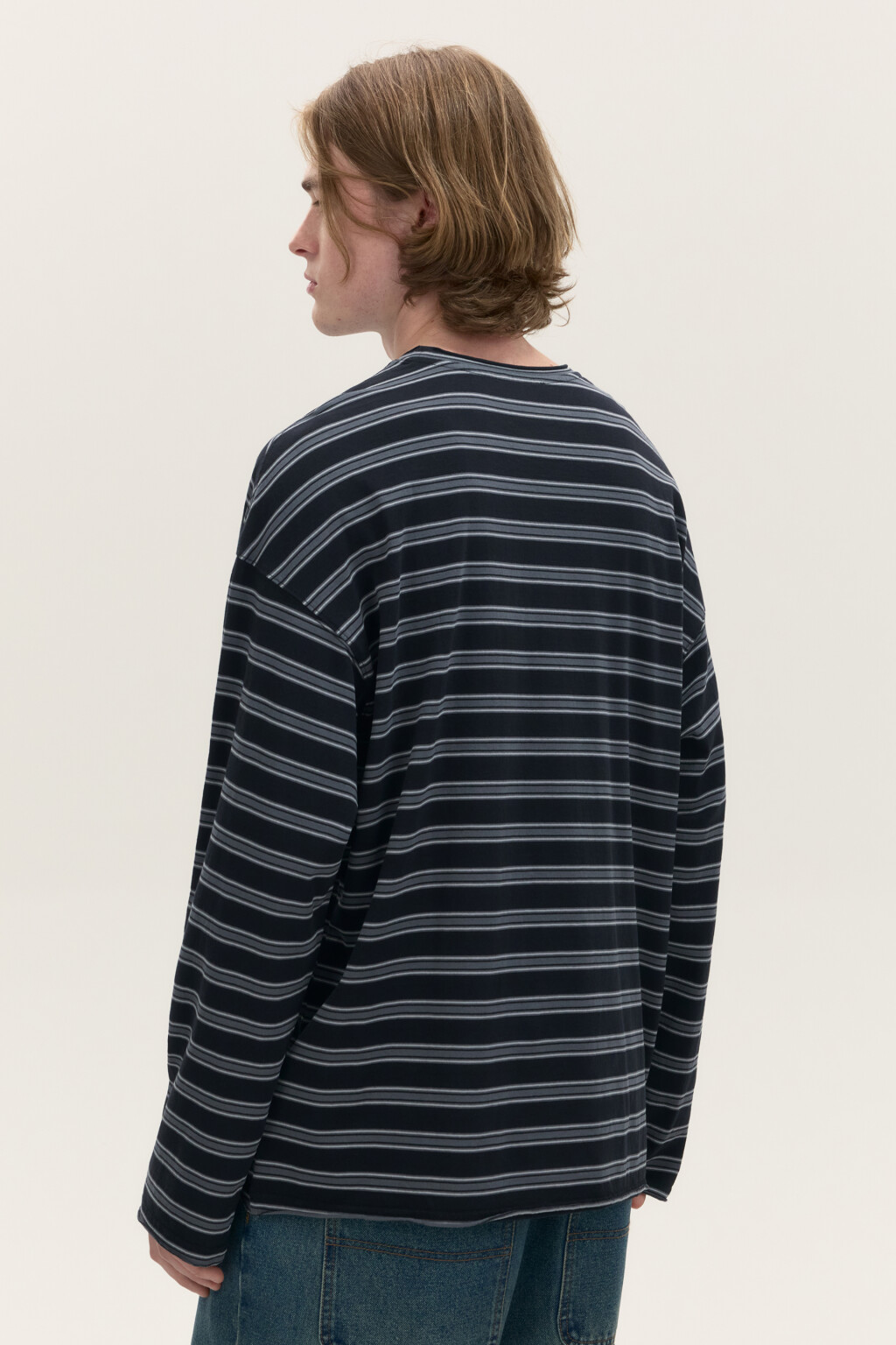 Лонгслив хлопковый в полоску - цвет черный - 4
