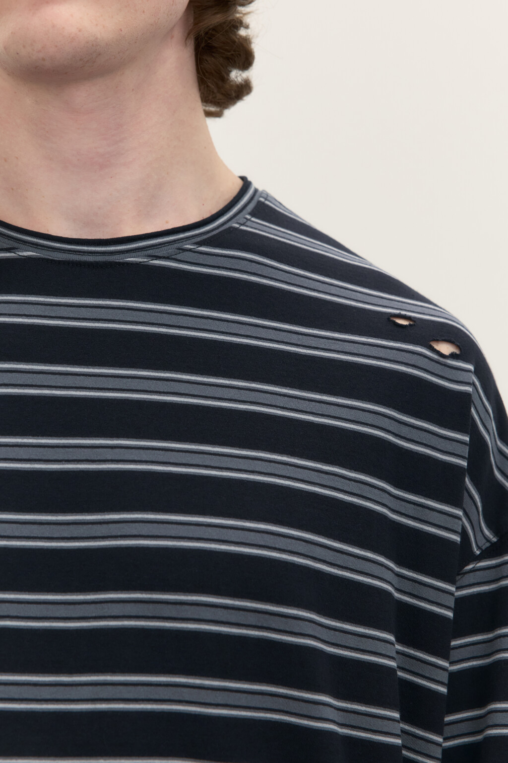 Лонгслив хлопковый в полоску - цвет черный - 6