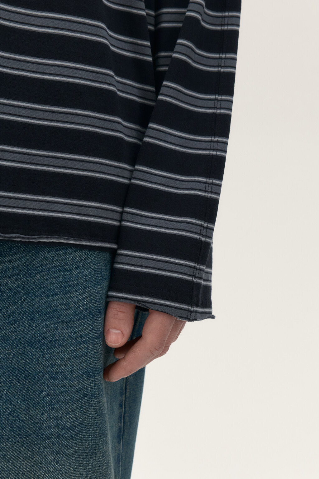 Лонгслив хлопковый в полоску - цвет черный - 7