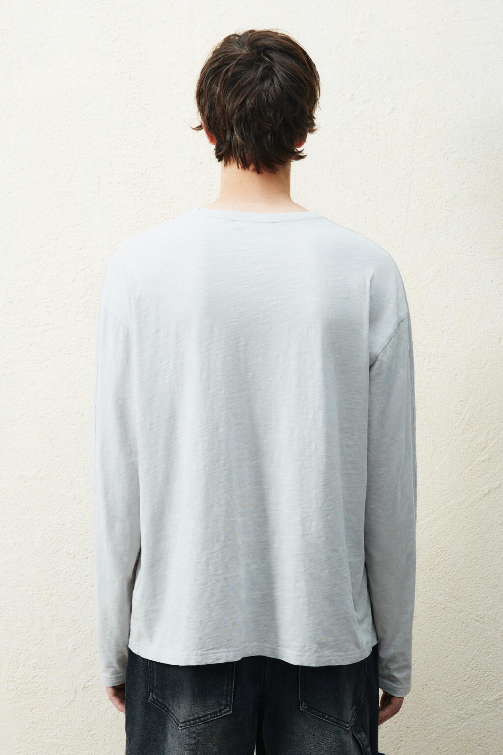 Лонгслив из хлопкового трикотажа - цвет серый - 3