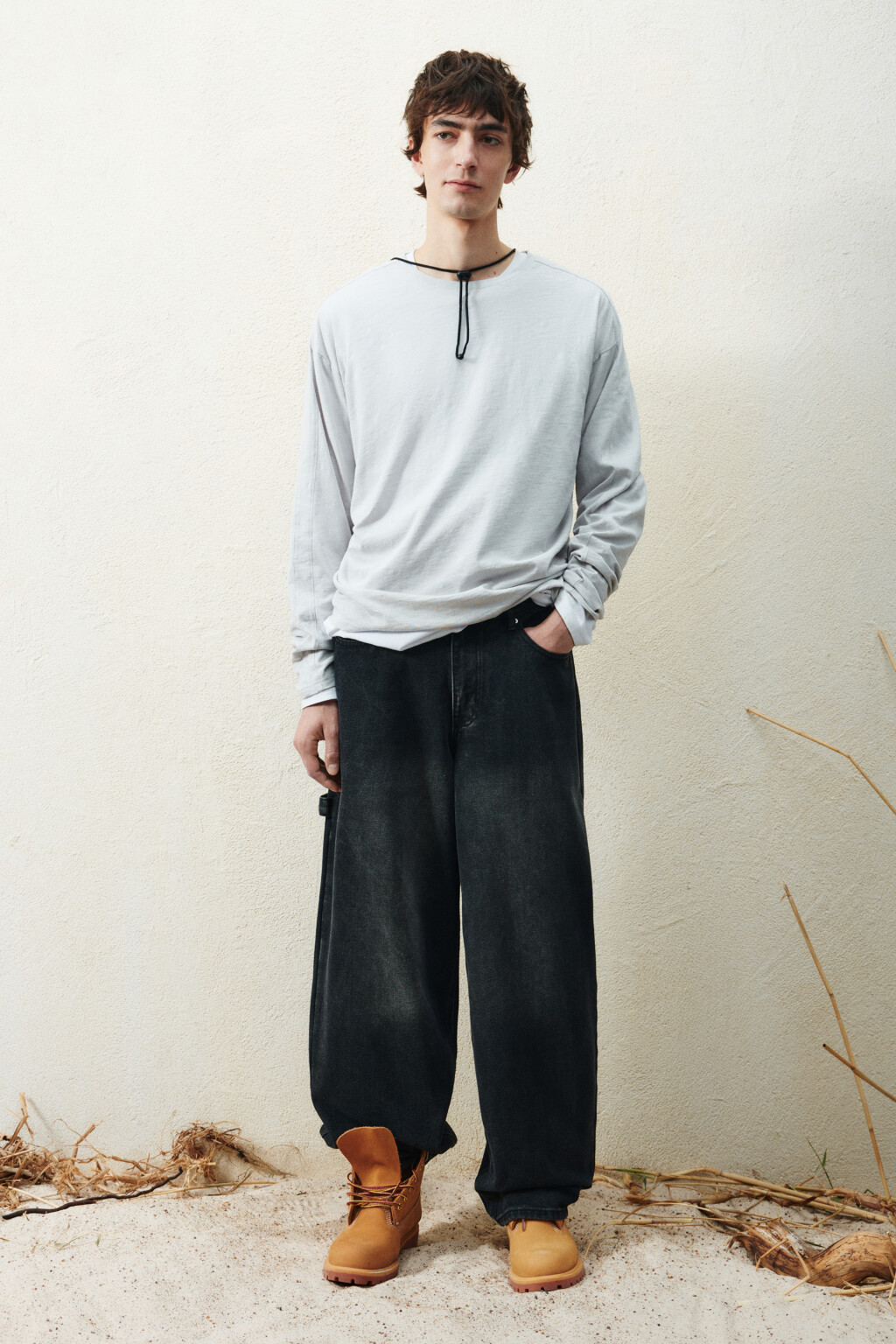 Лонгслив из хлопкового трикотажа - цвет серый - 4