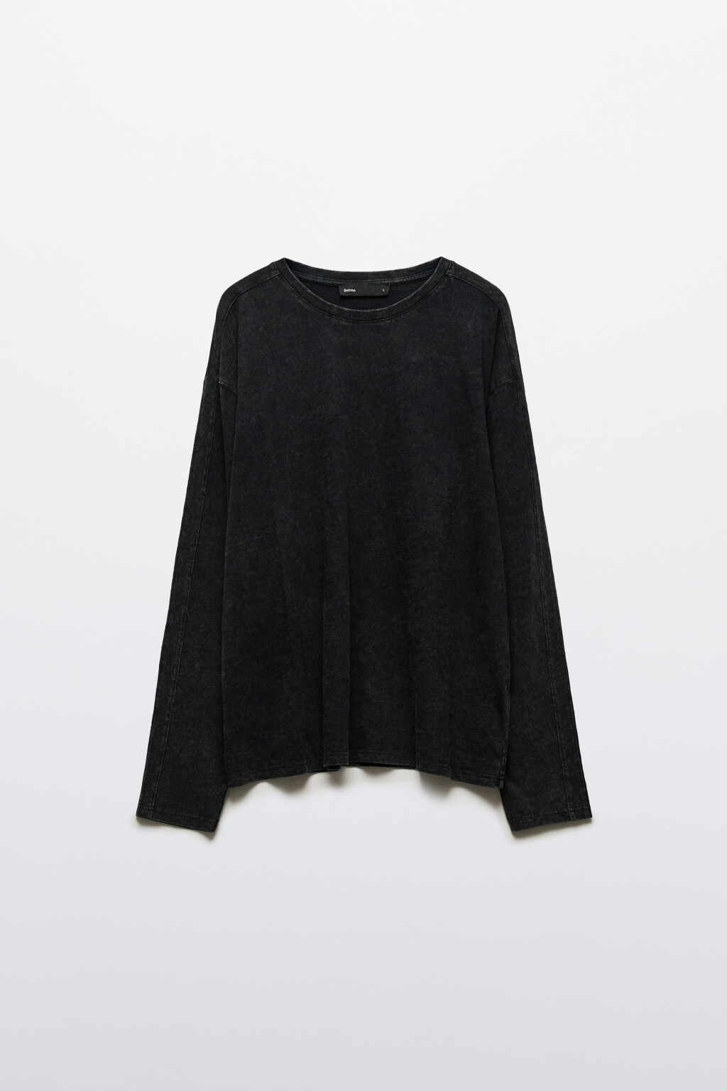 Лонгслив из хлопкового трикотажа - цвет черный - 8