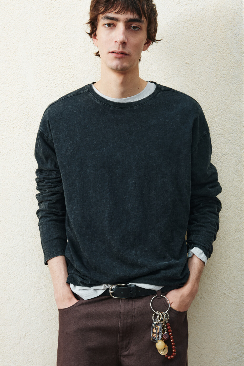 Лонгслив из хлопкового трикотажа - цвет черный - 2