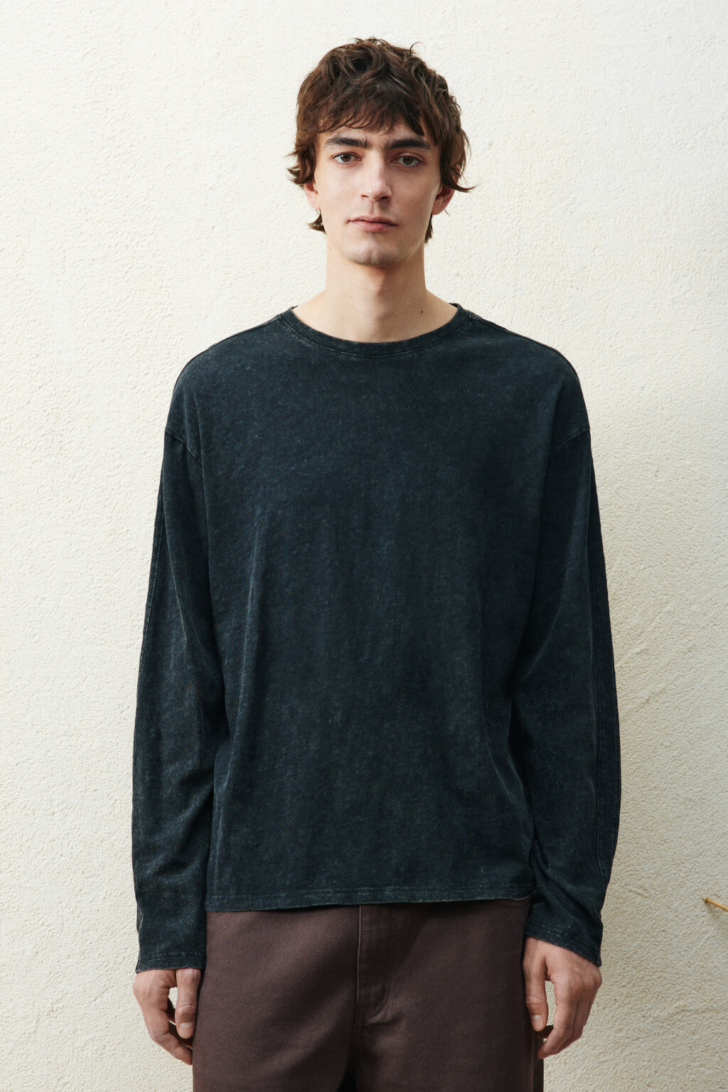 Лонгслив из хлопкового трикотажа - цвет черный - 3