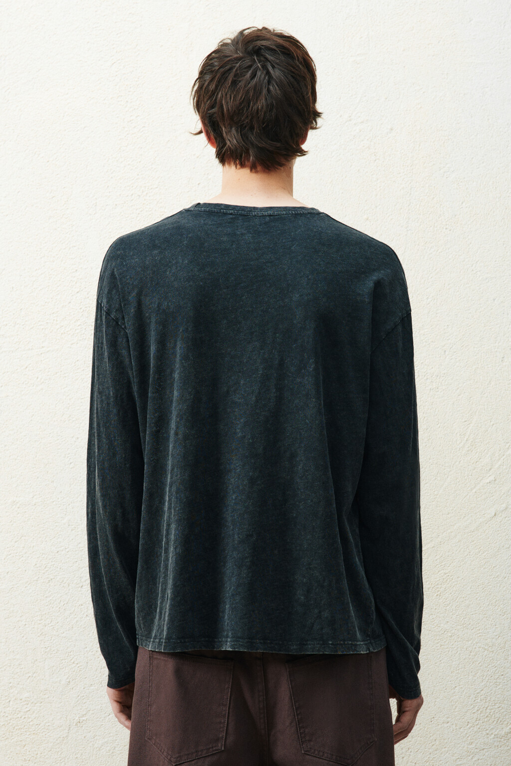 Лонгслив из хлопкового трикотажа - цвет черный - 4