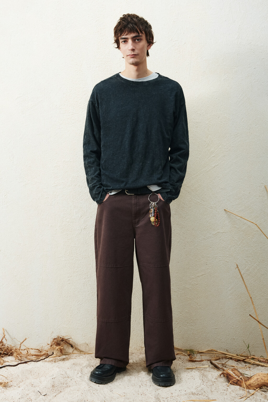 Лонгслив из хлопкового трикотажа - цвет черный - 5