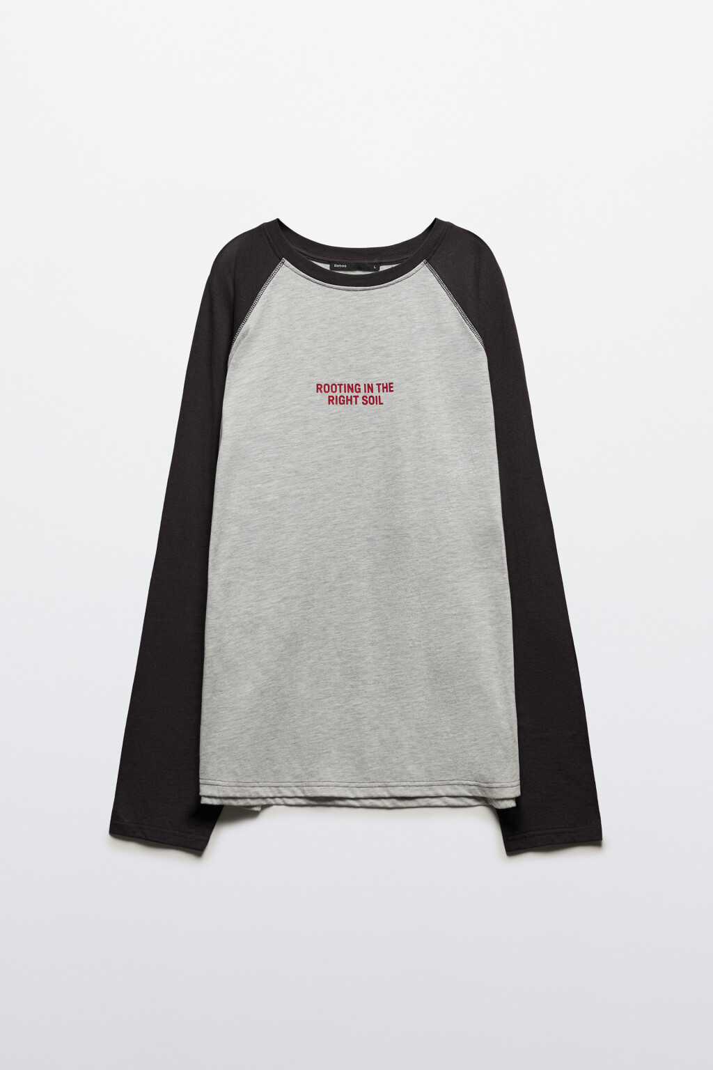 Лонгслив с рукавами-реглан и надписью - цвет серый - 7