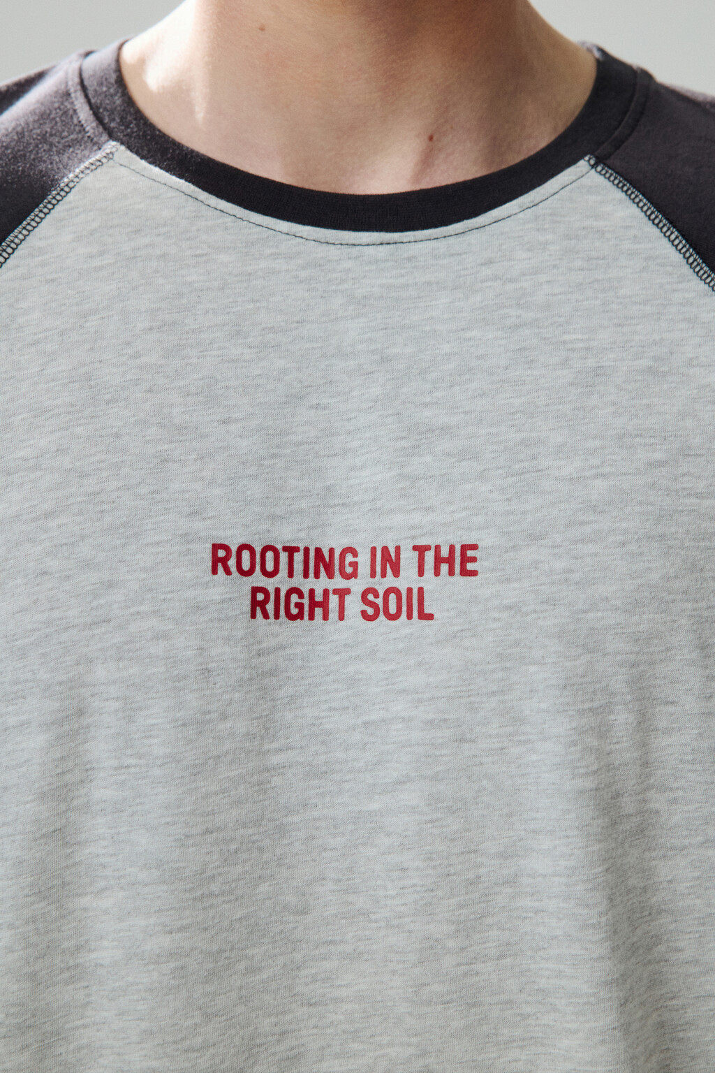 Лонгслив с рукавами-реглан и надписью - цвет серый - 5