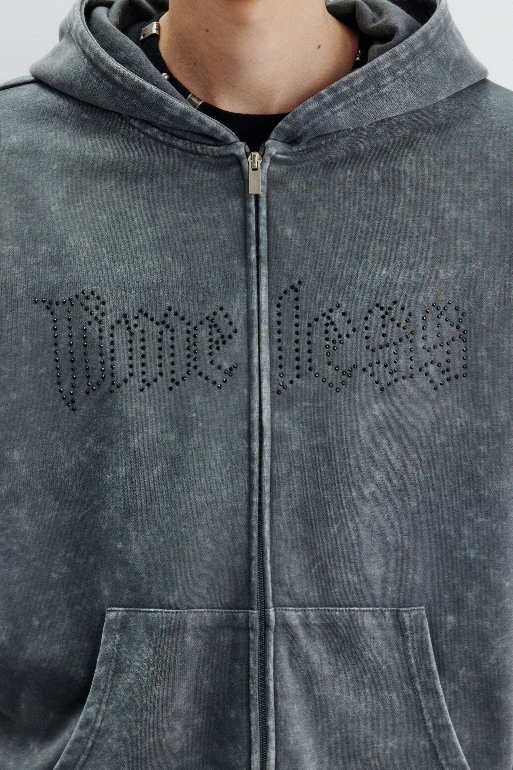Худи-зипка с вареным эффектом - цвет серый - 4