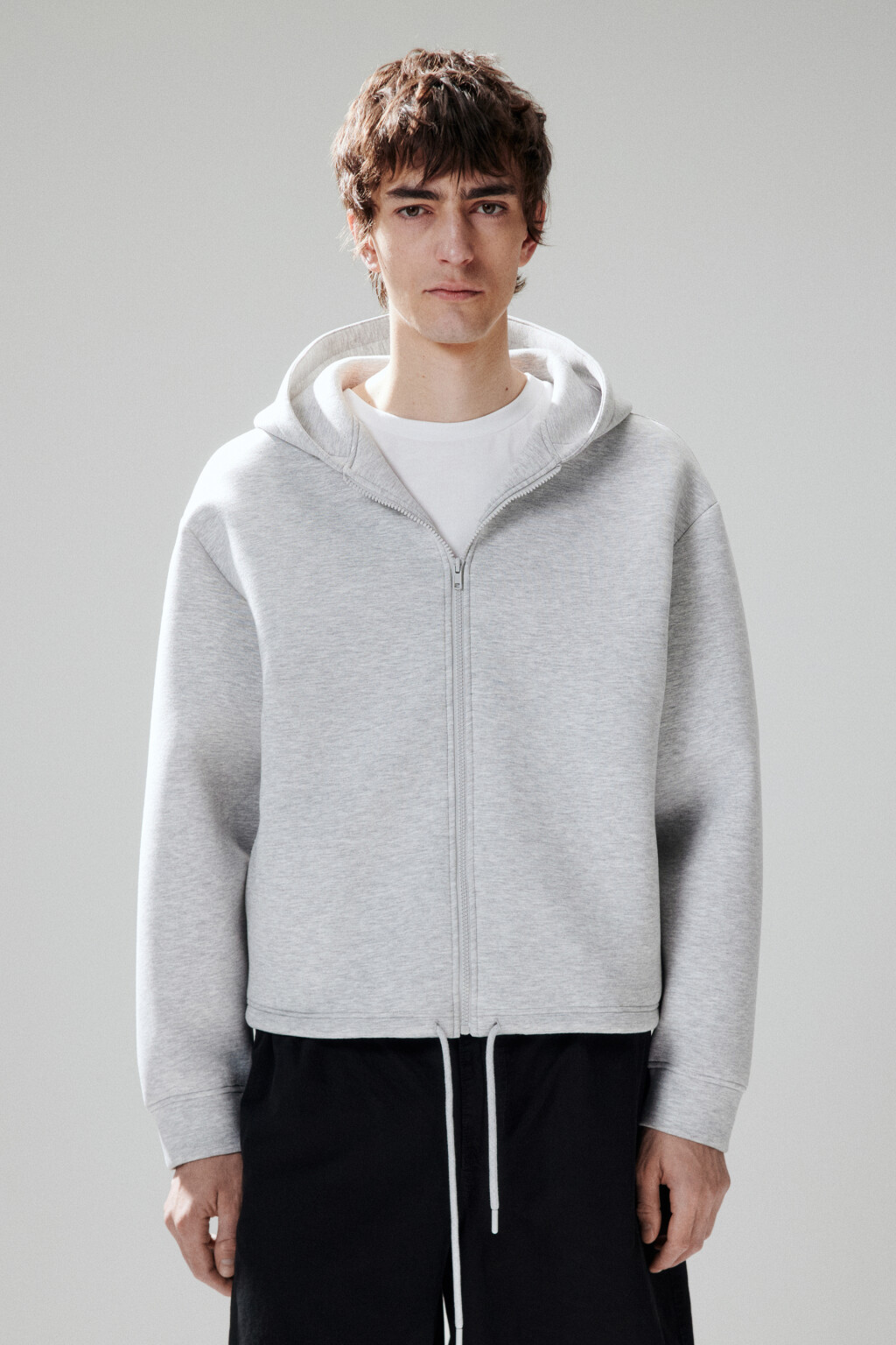 Худи-зипка из футера с капюшоном - цвет серый - 2