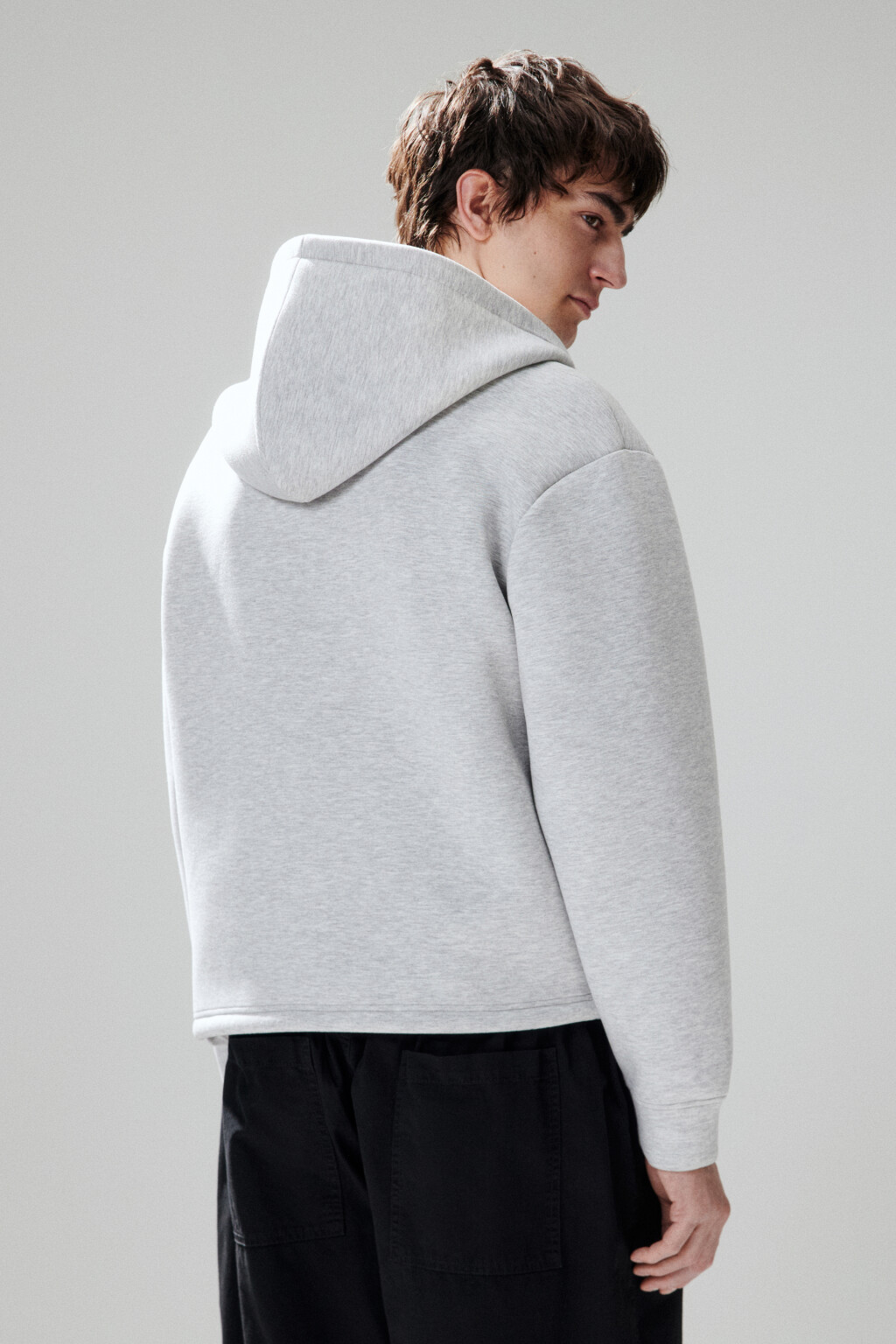 Худи-зипка из футера с капюшоном - цвет серый - 3