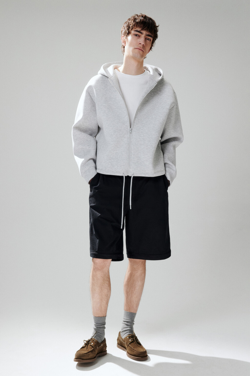 Худи-зипка из футера с капюшоном - цвет серый - 4