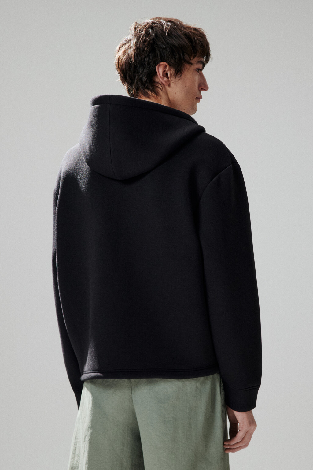 Худи-зипка из футера с капюшоном - цвет черный - 3