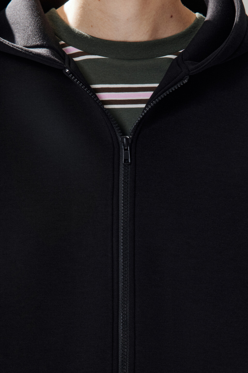 Худи-зипка из футера с капюшоном - цвет черный - 5