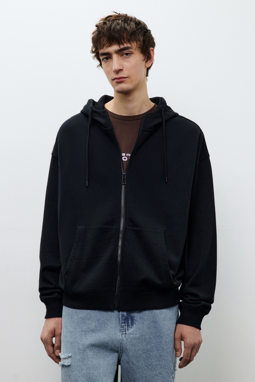 Худи-зипка с капюшоном - цвет черный - 2