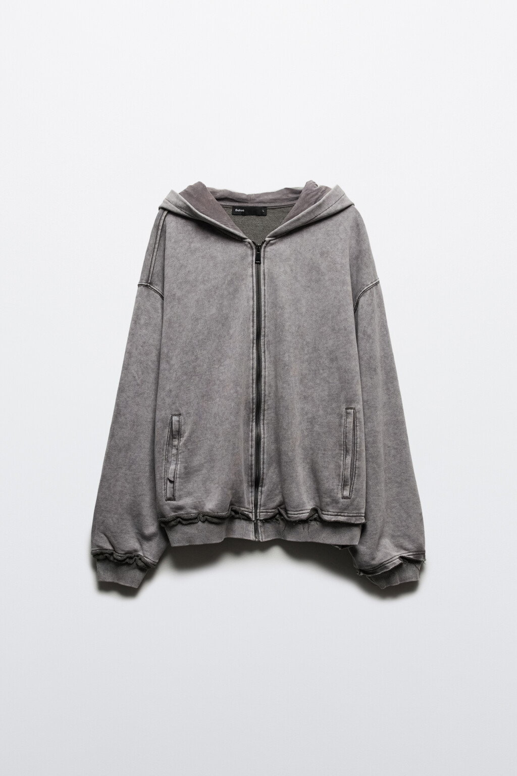 Худи-зипка oversize с вареным эффектом - цвет серый - 9