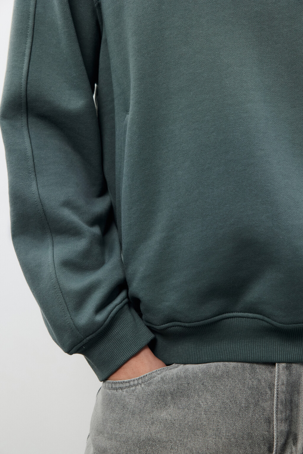 Толстовка half zip из футера - цвет зеленый - 6