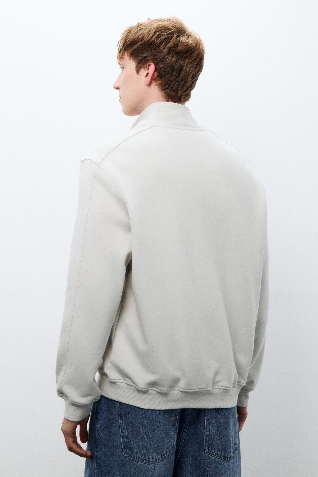 Толстовка half zip из футера - цвет бежевый - 3