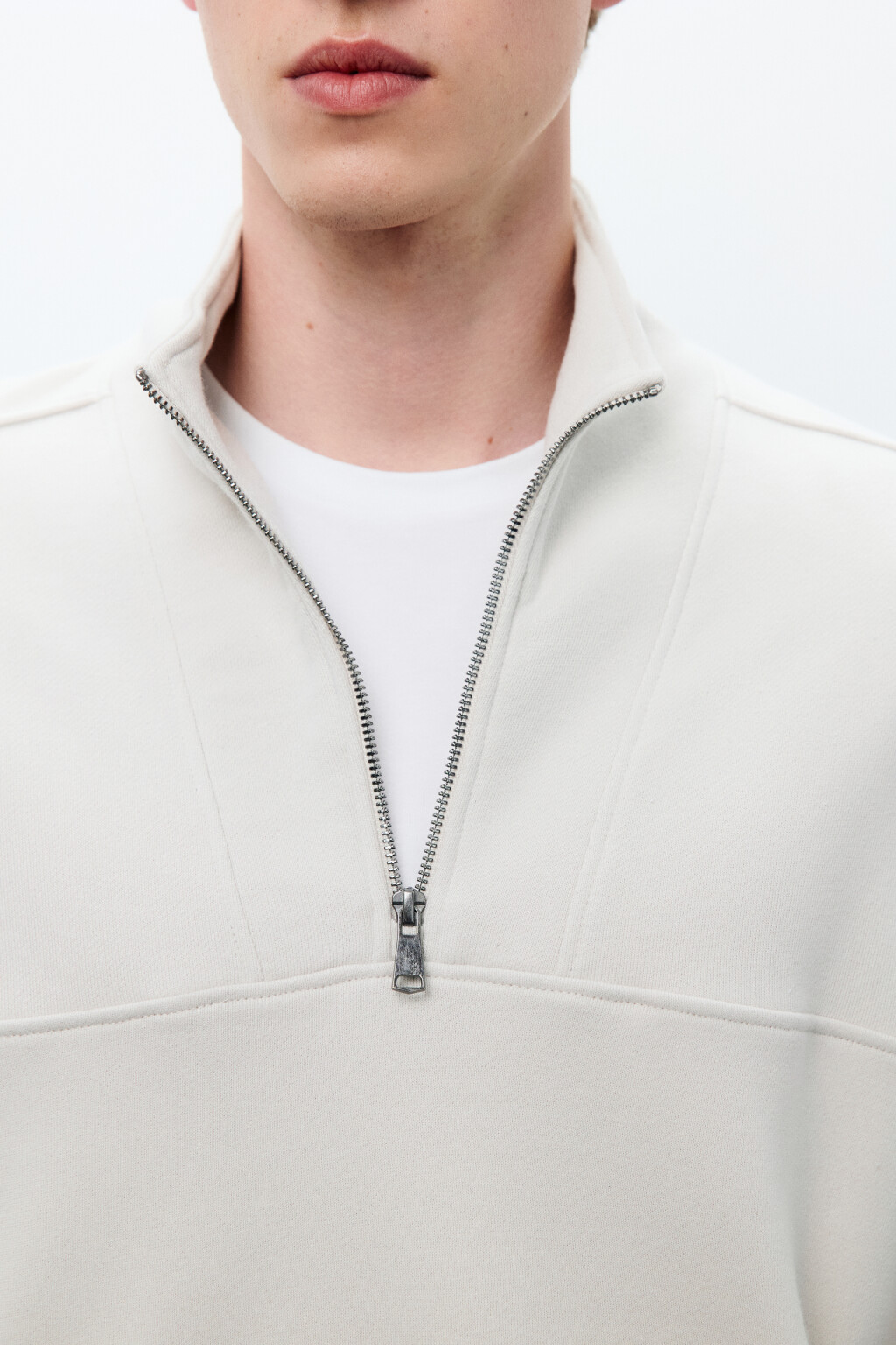 Толстовка half zip из футера - цвет бежевый - 5