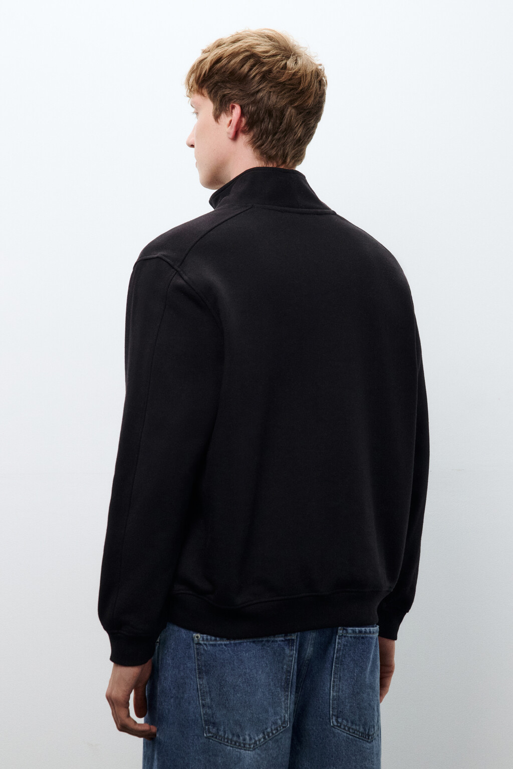 Толстовка half zip из футера - цвет черный - 3