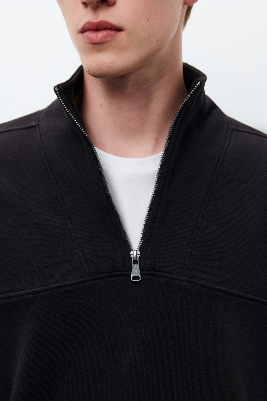 Толстовка half zip из футера - цвет черный - 5