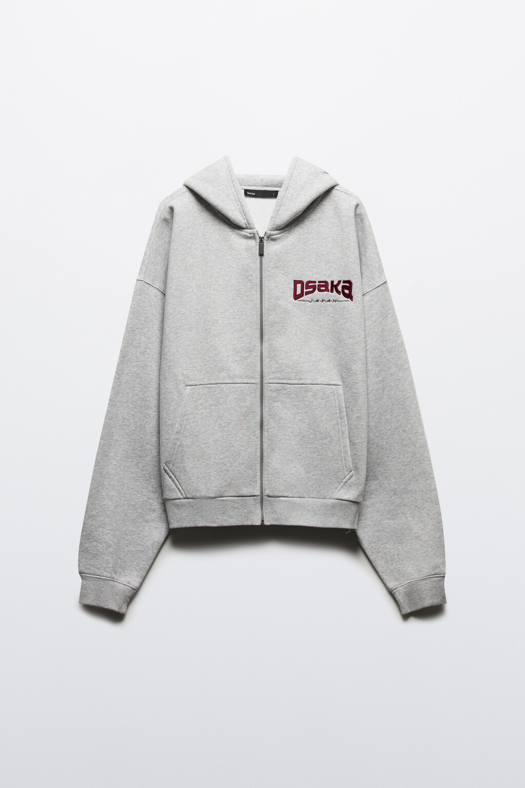 Худи-зипка с вышитой надписью - цвет серый - 10