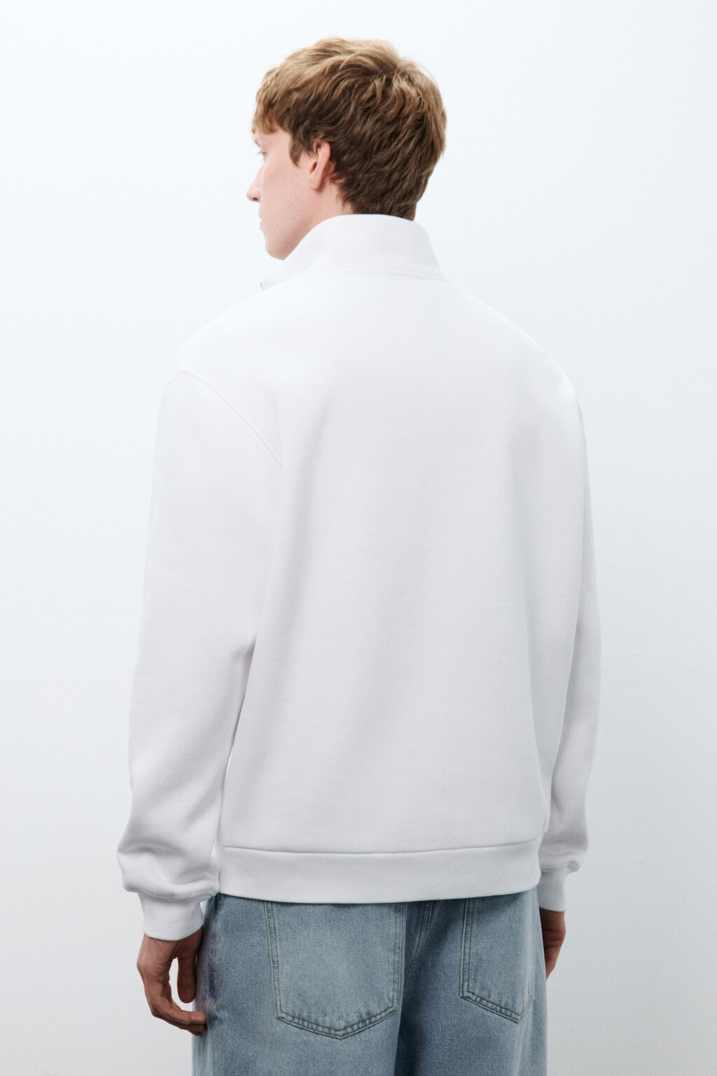 Толстовка half zip из футера - цвет белый - 3