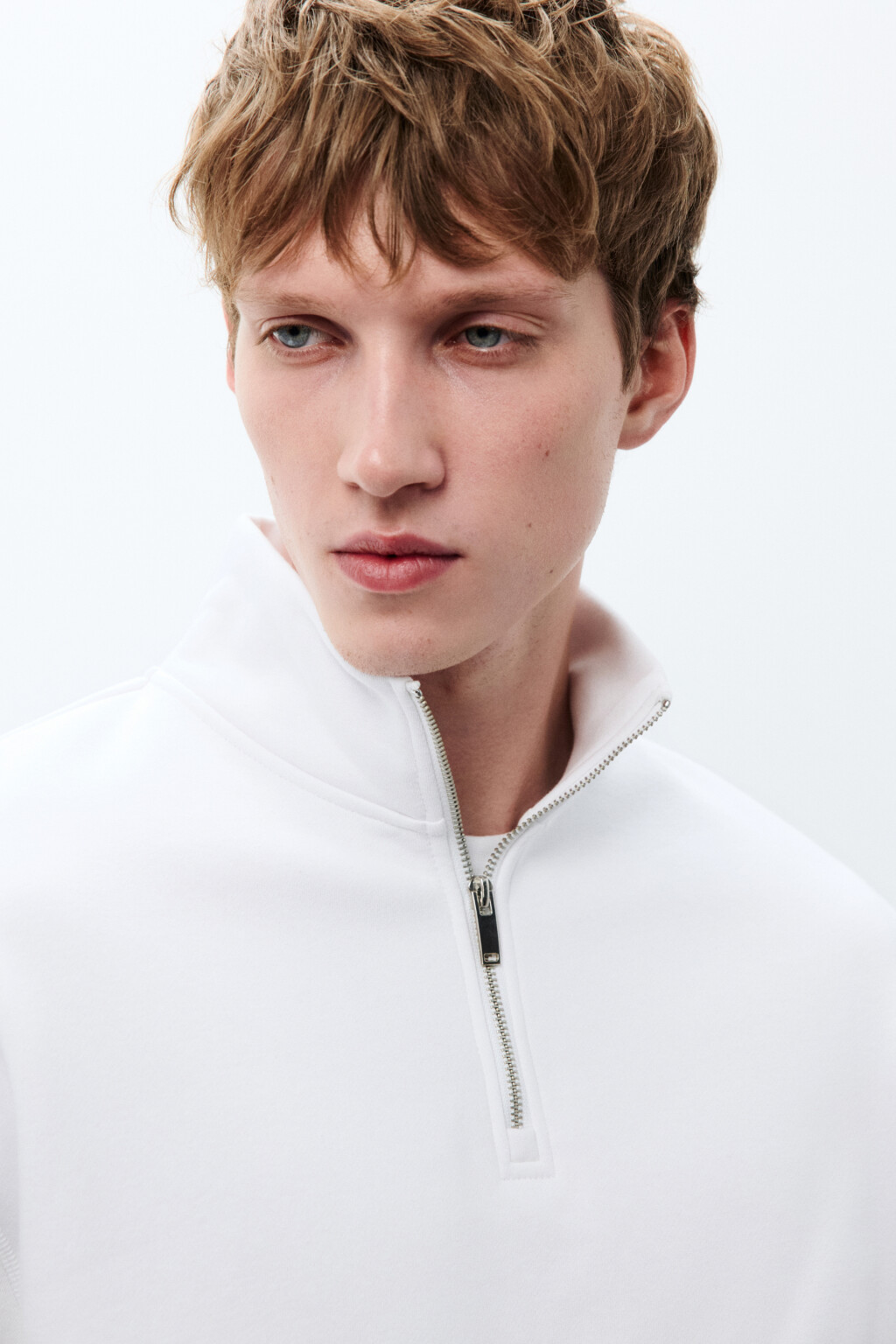 Толстовка half zip из футера - цвет белый - 5