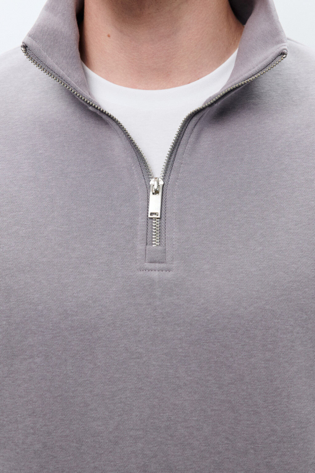 Толстовка half zip из футера - цвет серый - 5