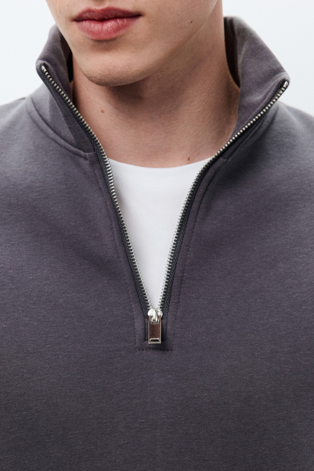 Толстовка half zip из футера - цвет серый - 5