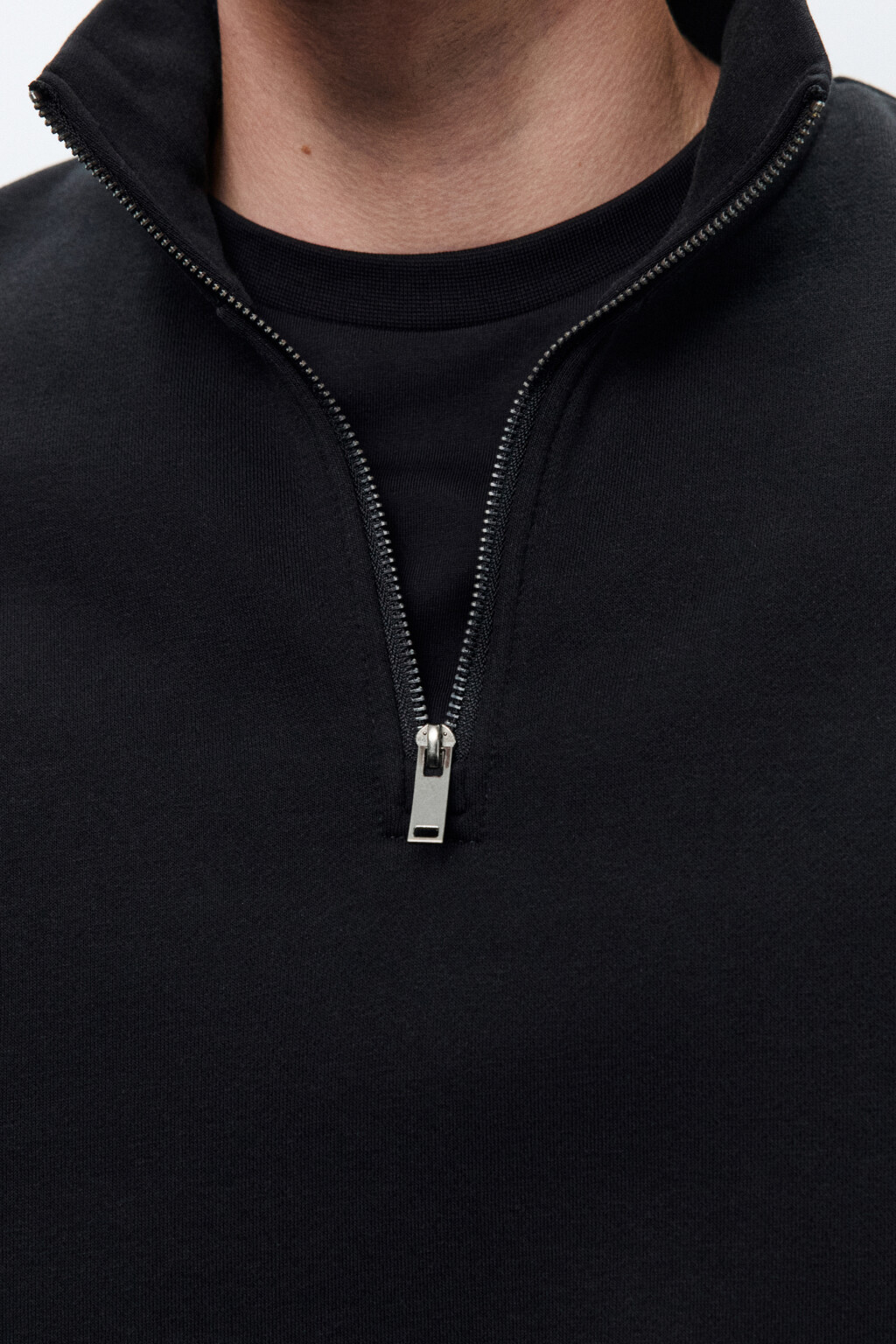Толстовка half zip из футера - цвет черный - 5