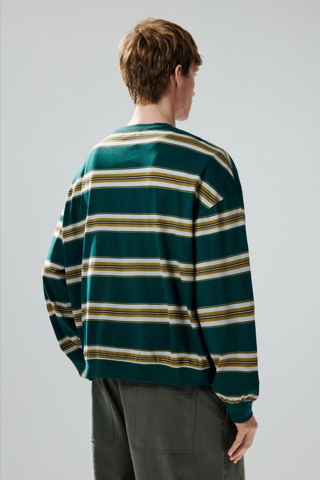 Свитшот в полоску с надписью - цвет зеленый - 3