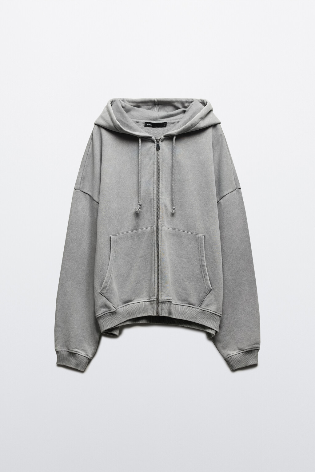Худи-зипка из футера с вареным эффектом - цвет серый - 8