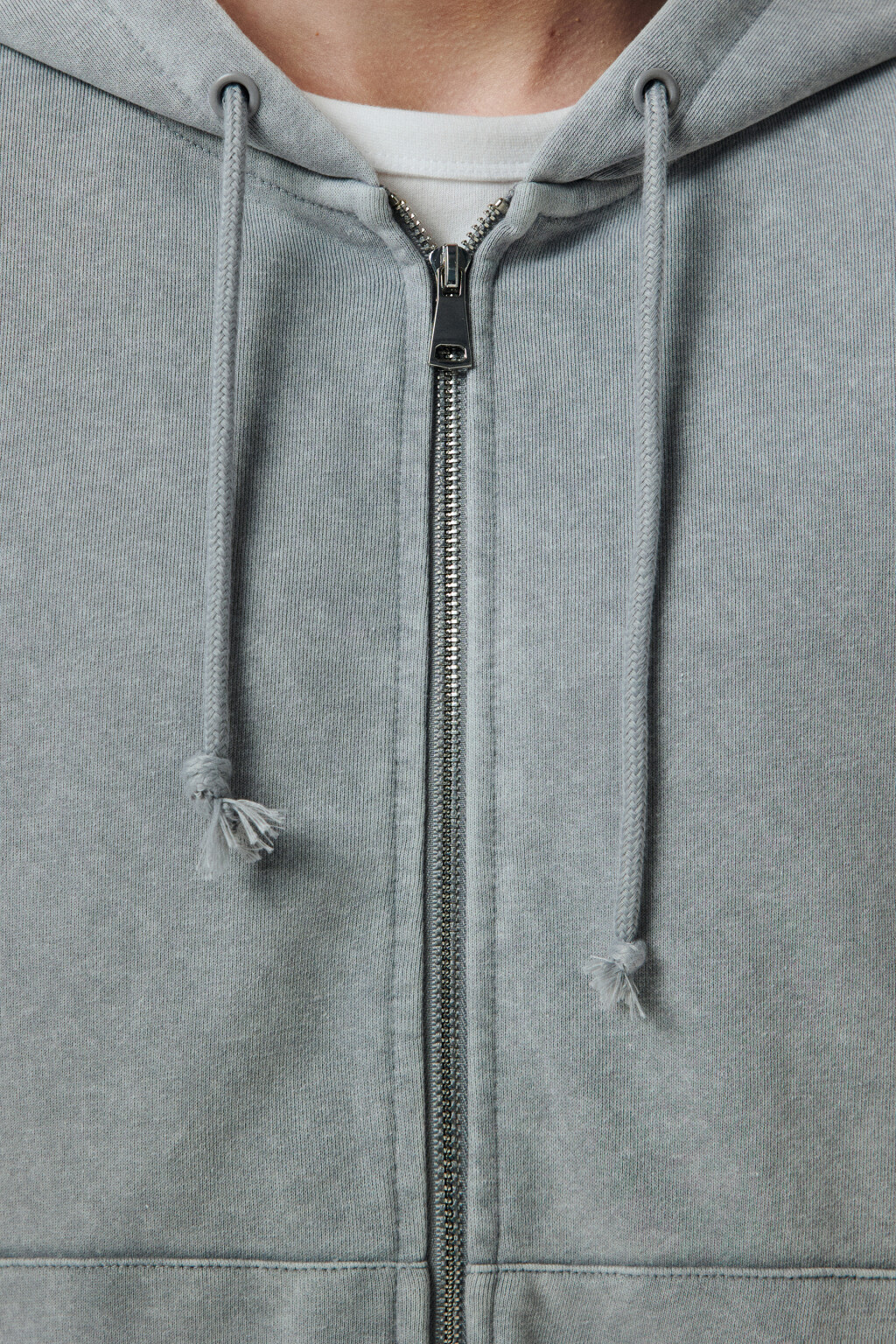 Худи-зипка из футера с вареным эффектом - цвет серый - 5