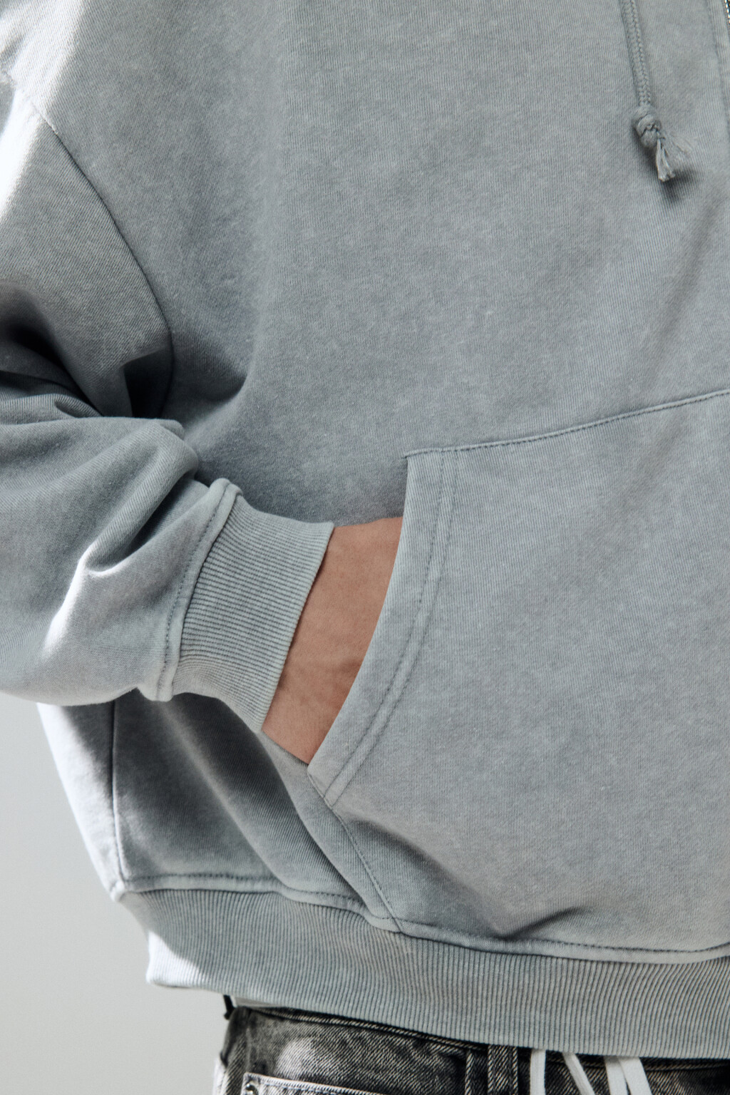 Худи-зипка из футера с вареным эффектом - цвет серый - 6