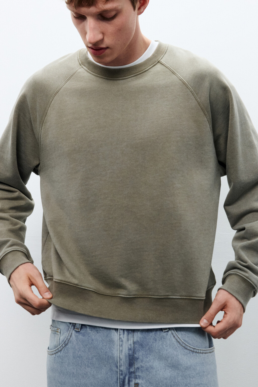 Свитшот из футера с вареным эффектом - цвет коричневый - 1