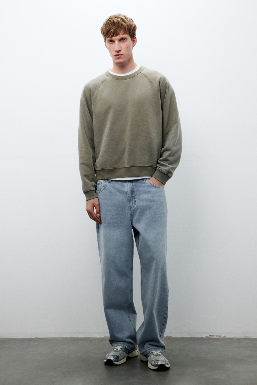 Свитшот из футера с вареным эффектом - цвет коричневый - 4