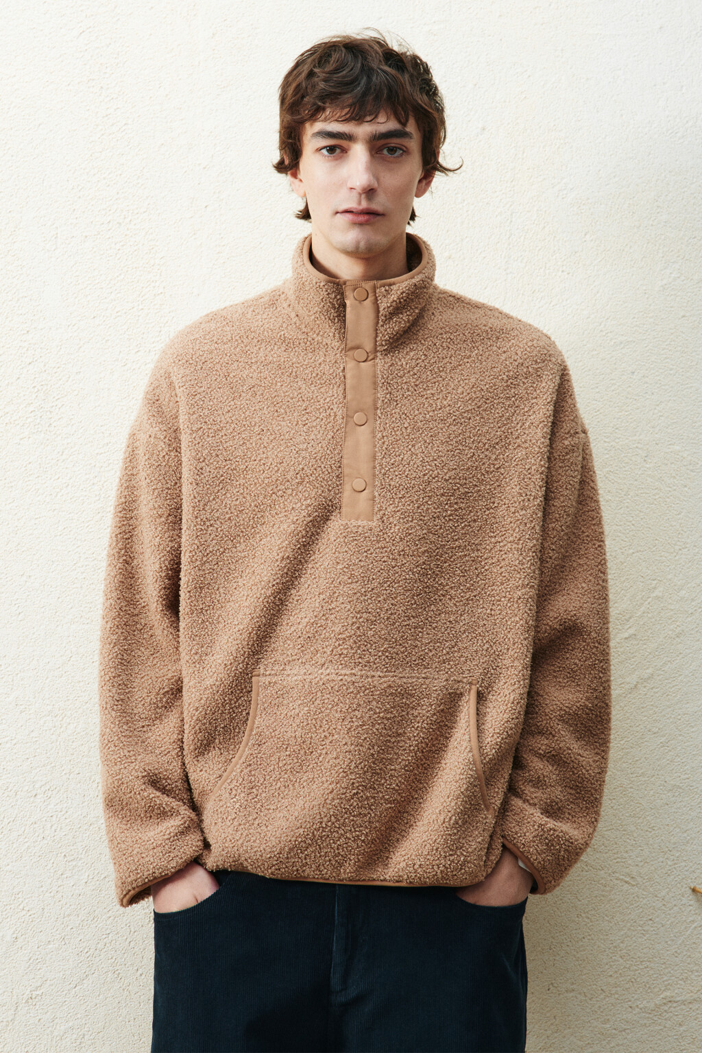 Толстовка флисовая с карманом - цвет коричневый - 2