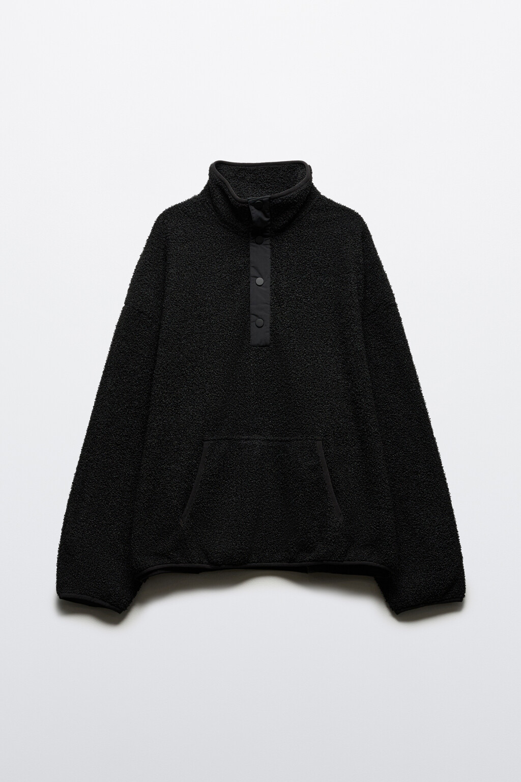 Толстовка флисовая с карманом - цвет черный - 8