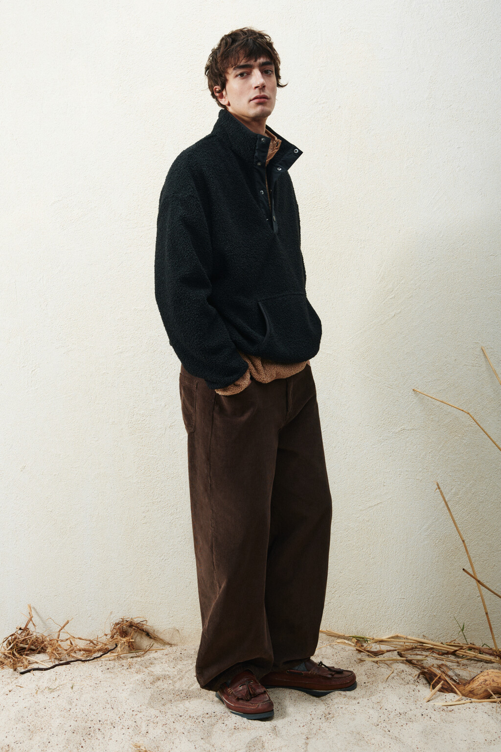 Толстовка флисовая с карманом - цвет черный - 1