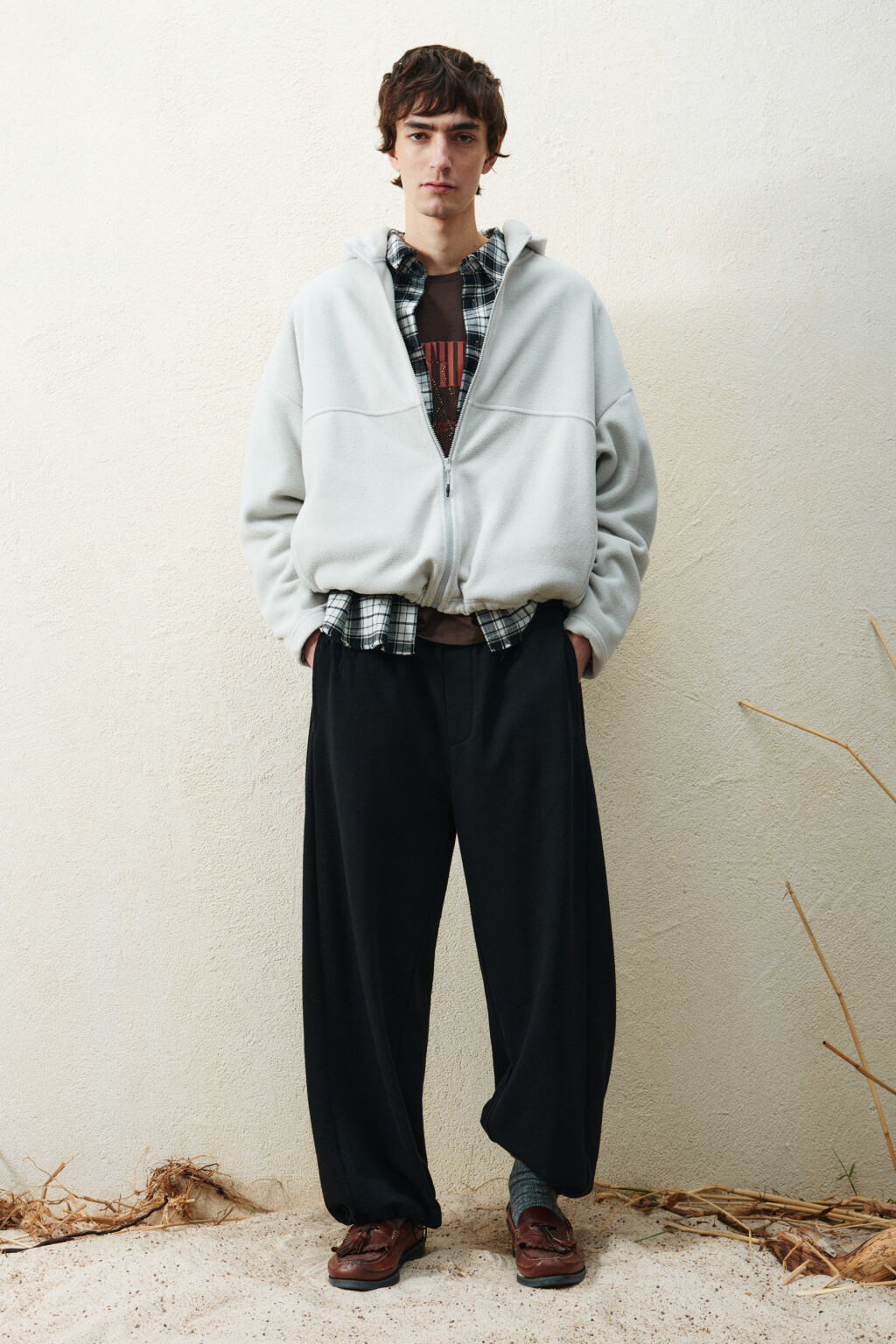 Худи-зипка флисовая с капюшоном - цвет белый - 4