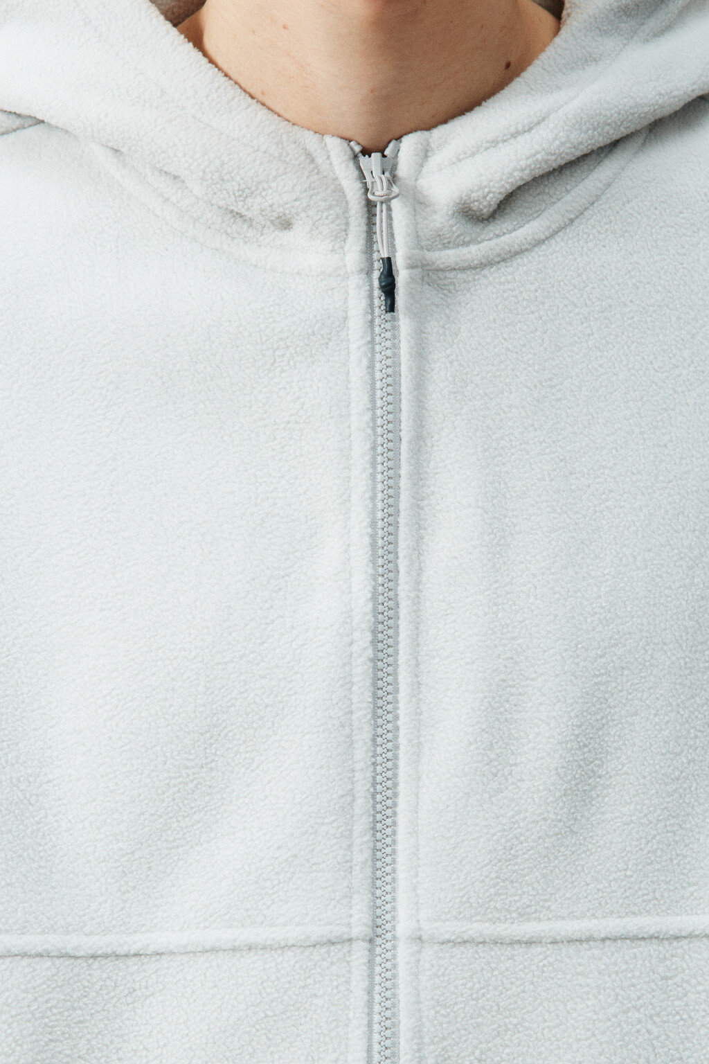 Худи-зипка флисовая с капюшоном - цвет белый - 5