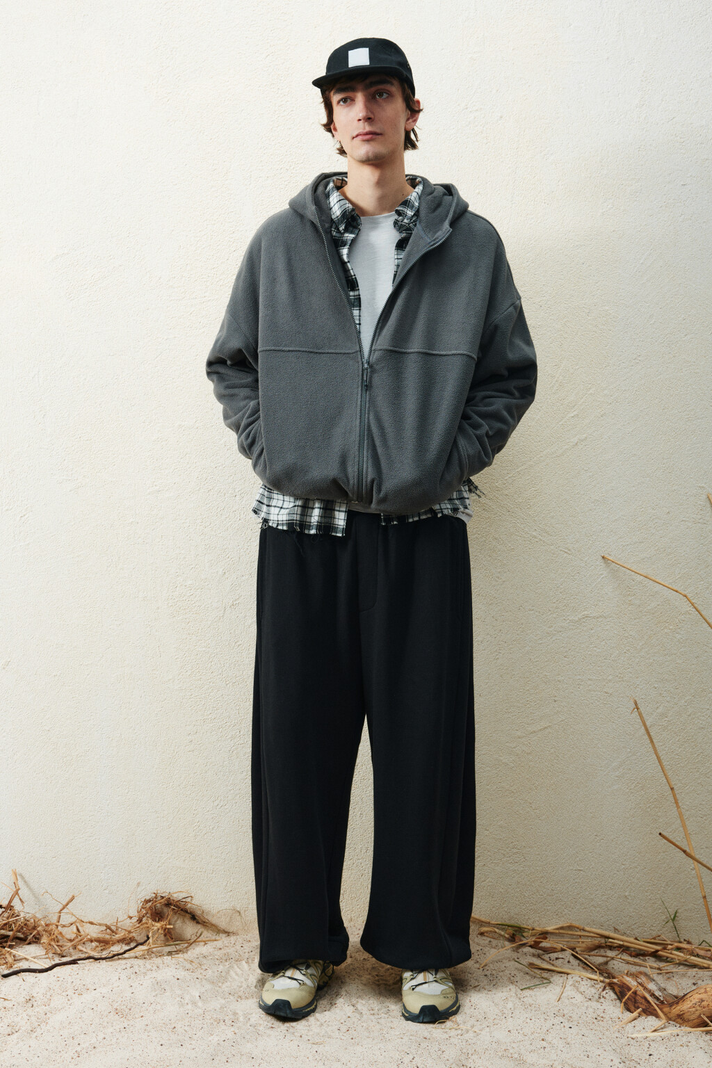 Худи-зипка флисовая с капюшоном - цвет серый - 5