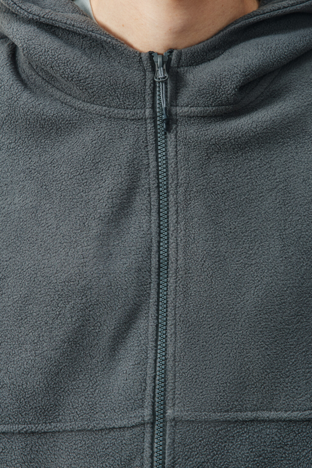 Худи-зипка флисовая с капюшоном - цвет серый - 6